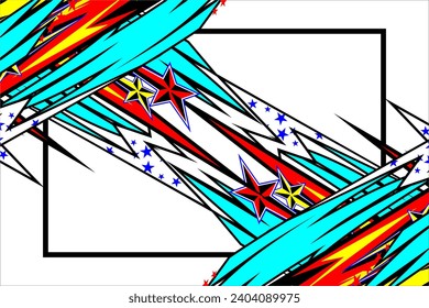 Abstract Racing vector background design with unique line pattern with bright color combination.with cool looking star effect