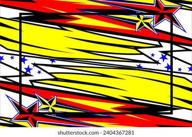 Abstract Racing vector background design with unique line pattern and with bright color combination such as yellow, red, white and with cool star effects, suitable for your racing background