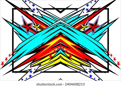 Resumen Diseño de fondo vectorial Racing con un hermoso patrón de línea y con una combinación de colores brillantes como azul, rojo y amarillo