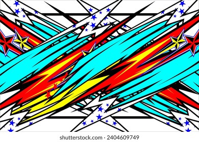 Abstract Racing vector background design with a beautiful line pattern and with a combination of bright colors such as blue, red and yellow look cool