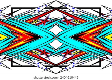 Abstract Racing vector background design with a beautiful line pattern and with a combination of bright colors such as blue, red and yellow look beauty