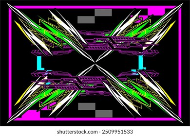 Abstract racing vector background design with unique line patterns and bright color combinations