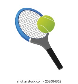 abstract racket and tennis ball on a white background