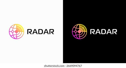 Abstract radar detector wave vector logo design. Icon for business, fishing, military and personal branding.