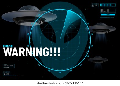 Abstract radar screen indicating alien attack - vector illustration