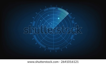 Abstract radar with targets, Digital realistic radar screen, Technology background.