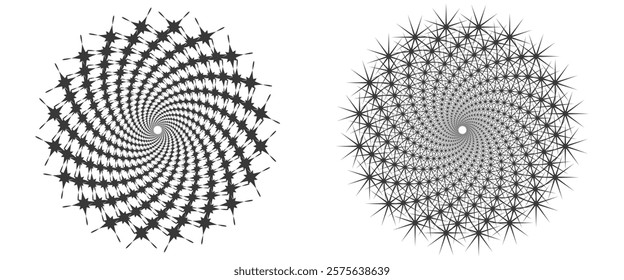 Abstract Radial Art Symmetrical Diamond Shapes in a Stunning Spiral Formation vector, Black Diamond Shapes Converging into a Central Focus