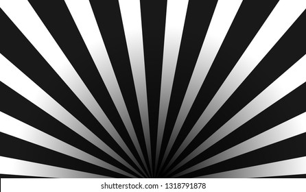 Abstract radial background with background with black and white divergent rays.