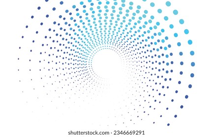 Abstract Radial background colorful spots halftone dot pattern on white background swirl illustration Vector
