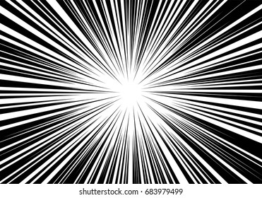 Abstract Radial Black Line Speed Zoom For Comic Cartoon Background Vector Illustration.