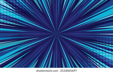 Abstract radial blue rays retro background