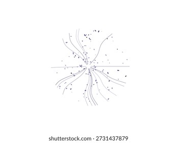 Design abstrato de explosão radial com linhas e pontos dinâmicos, estilo artístico moderno minimalista com detalhes intrincados