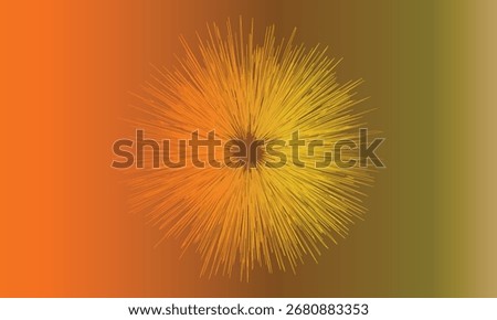 Abstract radial burst of thin orange and yellow lines on a gradient background vector