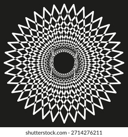 Abstrakter Radialkreis. Dynamisches Linienmuster. Konzentrische Vektorgrafik. Dunkles Hintergrundelement. EPS 10.