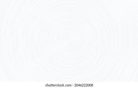 Abstract radial circle gray dots texture on white background in minimal style. Silver circular halftone pattern design. You can use for cover template, poster, flyer, print ad. Vector illustration