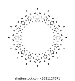 Patrón de estrellas de círculo radial Abstractas para marco redondo decorativo. Arte vectorial.