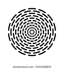 Abstract Radial Circular Concentric Dash Lines Pattern. Geometric Circle Design Element. Vector Art.
