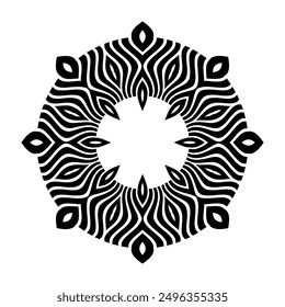 Abstract Radial Circular Wavy Lines Pattern. Decorative Circle Design Element. Vector Art.