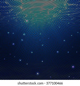 Abstract radial colorful dotted vector underwater background. Halftone effect