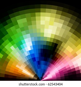 Abstract radial colorful mosaic background.