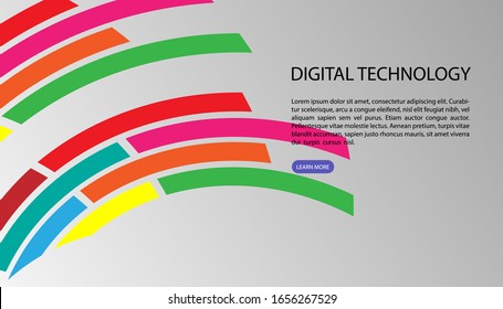 Fondo de diseño radial abstracto, Interfaz de usuario para el concepto de procesamiento de flujo de datos Big, base de datos en nube, vector isométrico, alojamiento web e iconos de sala de servidores. concepto de negocio y tecnología en el sistema de bases de datos