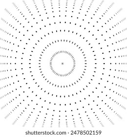 Abstract Radial Dots Pattern. 3D Illusion Effect. White Textured Background. Vector Art.