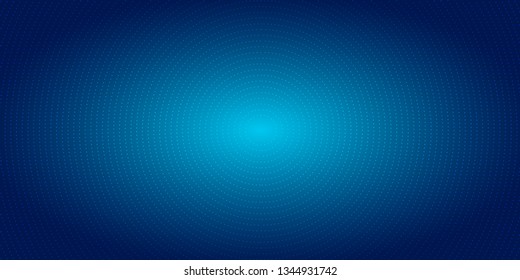 Abstract radial dots pattern halftone on blue gradient background. Technology digital concept futuristic neon lighting. Vector illustration