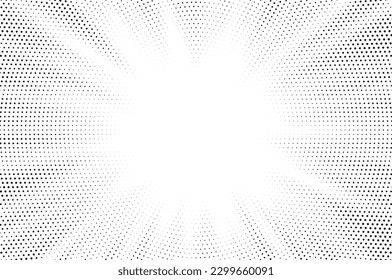 Abstract radial dotted background. Cartoon halftone line. Comic lines. Concentrated frames. Superhero hero. Anime focus isolated on white background. Radial pattern. Accent attention.