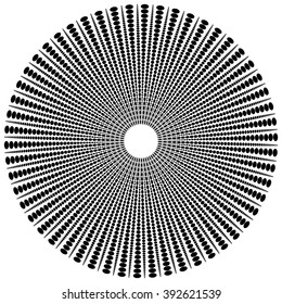 Abstract radial, dotted element with oval shapes.