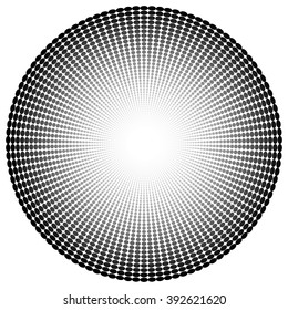 Abstract radial, dotted element with oval shapes.