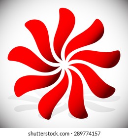 Abstract radial element - Rotating curved shapes. Bursting element.