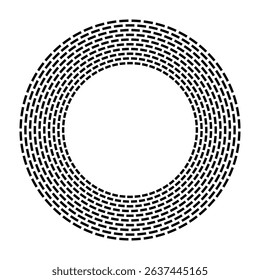 Abstract Radial Geometric Circle Concentric Dash Lines Pattern for Round Frame. Vector Art.