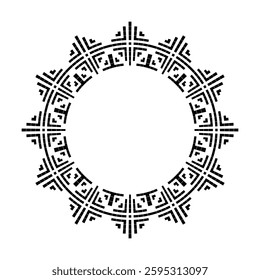 Abstract Radial Geometric Circle Pattern for Decorative Round Frame. Vector Art.