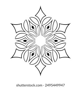 Abstract Radial Geometric Pattern in Hexagon Shape. Decorative Design Element. Vector Art.