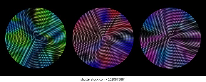 Abstract radial gradient dots pattern. Design elements. Vibrant color vector illustration.