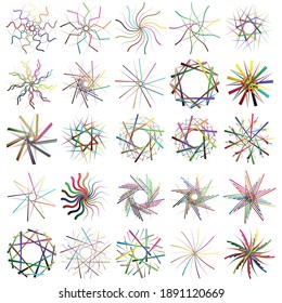 Abstract radial graphic element. Circular volute, helix. Geometric spiral, swirl, and twirl