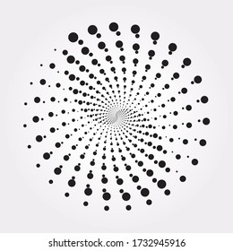 Resumen de fondo radial de medio tono. Fondo de puntos concéntricos. Elemento de diseño de semitono para uso multipropósito.