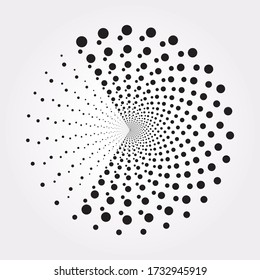 Abstract radial halftone background. Concentric dotted background. Halftone design element for multipurpose use.