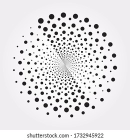 Abstract radial halftone background. Concentric dotted background. Halftone design element for multipurpose use.