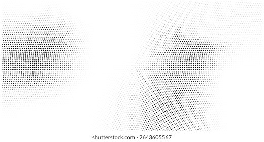 Abstract radial halftone gradient texture. Vector concentric dotted grunge background for poster, overlay, cover, card. Pixelated retro backdrop