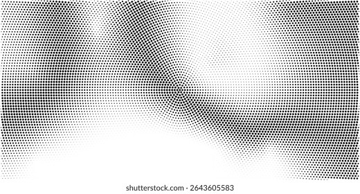 Abstract radial halftone gradient texture. Vector concentric dotted grunge background for poster, overlay, cover, card. Pixelated retro backdrop