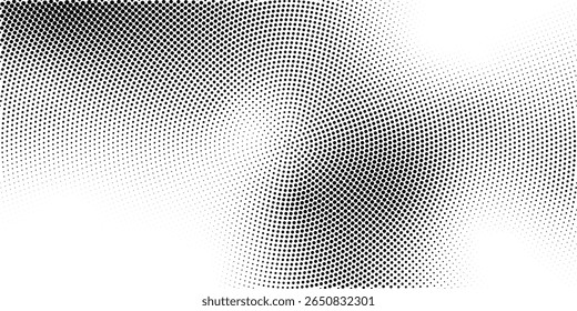 Textura do gradiente de meio-tom radial abstrato. Vetor concêntrico pontilhado fundo grunge para cartaz, sobreposição, tampa, cartão. Fundo retrô pixelizado