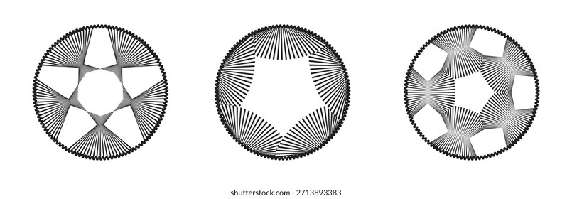 Geometría de línea radial Abstractas, Ilustración vectorial de Formas estelares.