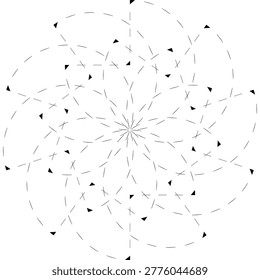 Abstract radial line pattern, circular geometric mandala, decorative line art