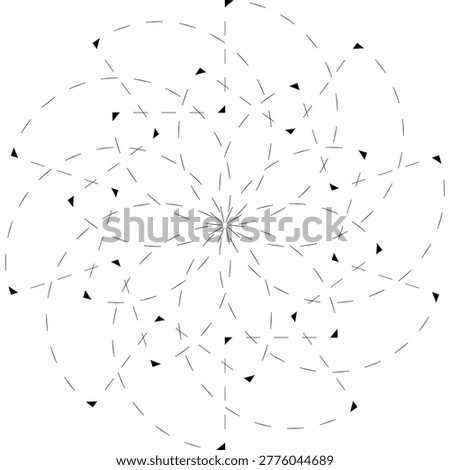 Abstract radial line pattern, circular geometric mandala, decorative line art