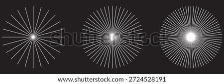 Abstract radial line pattern progression. Minimalist abstract illustration showing radial line patterns evolving in density, symbolizing motion, focus, geometry, and visual rhythm . 