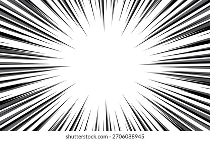 Abstrakter radialer Zeilenhintergrund. Rahmen in Manga und Anime-Comics. Vektorgrafik.