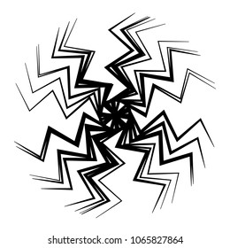 Abstract radial op-art element. Abstract shape on white