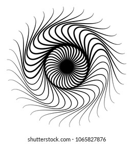 Abstract radial op-art element. Abstract shape on white