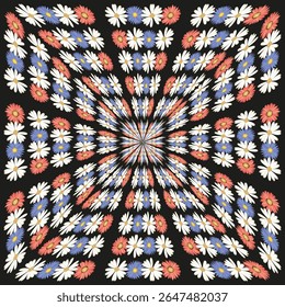 Abstract radial pattern. Concentric circle design. Hypnotic texture Vector. Geometric optical illustration.